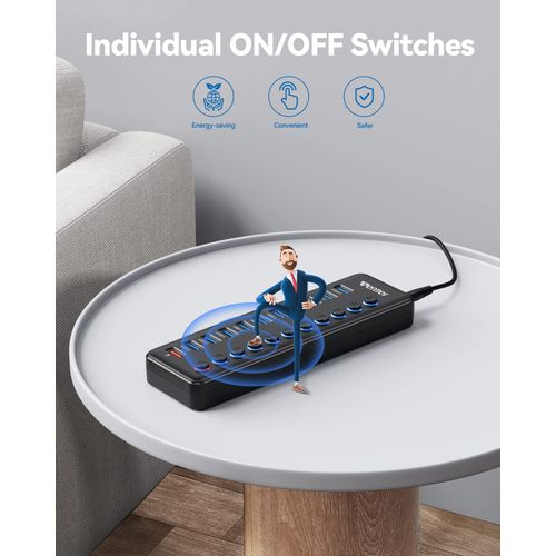 Powered USB Hub, Wenter 11-Port USB Splitter Hub (10 Faster Data Transfer Ports+ 1 Smart Charging Port) with Individual LED On/Off Switches, USB Hub 3.0 Powered with Power Adapter for Mac, PC