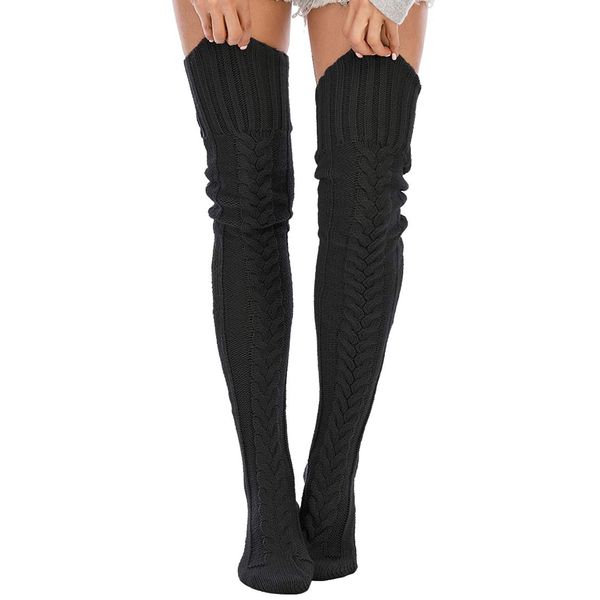 Leoparts Women's Cable Knitted Thigh High Boot Socks Extra Long Winter Stockings Over Knee Leg Warmers