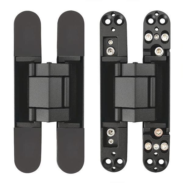 Alamic Invisible Hinges Concealed Door Hinge Heavy Duty Hidden Hinge 3-D Adjustable - Black -1 Pair