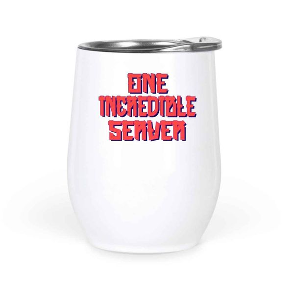 Void Strider Funny Server, Gift for Server Ever on Holidays One Incredible Server, Gift 12 Oz White Stainless Steel Wine Tumbler