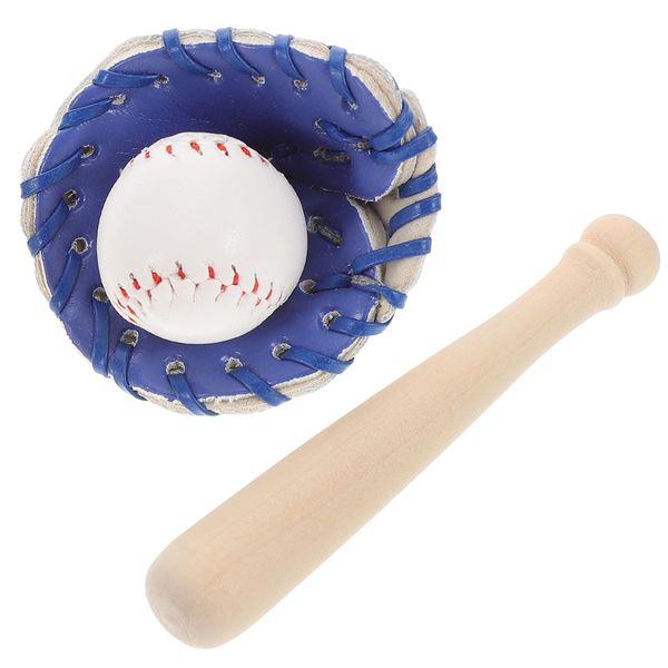 TOYANDONA Mini Baseball Bat Miniature Toy Miniature Baseball Bats Gloves Kit Miniature Dollhouse Accessories Simulation Tiny House Baseball Decorations Mini Baseball Bat Glove and Ball