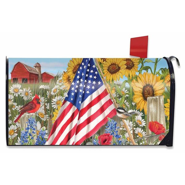 America the Beautiful Summer Mailbox Cover Floral Patriotic Standard