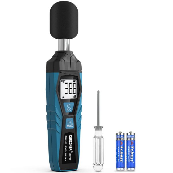 Decibel Meter, CURCONSA SPL Meter, Portable Sound Level Meter, 30dB to 130dB, LCD Display, can be Used in Homes, Factories and Streets(Blue)