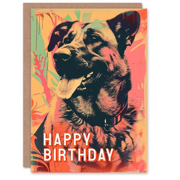 Birthday Card German Shepherd Dog Lover Pet Portrait For Him Man Greeting Card