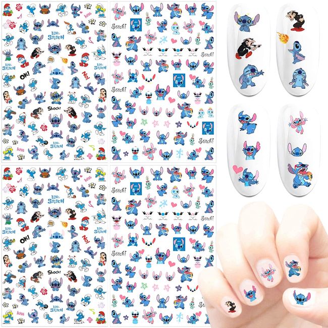 KPTRBZK Cute Nail Art Stickers 3D Cartoon Nail Decals Self-Adhesive DIY Nail Designs Decoration Anime Nail Sticker for Women Kids Girls Manicure Gift Nail Charms Accessories (300+ Decals)