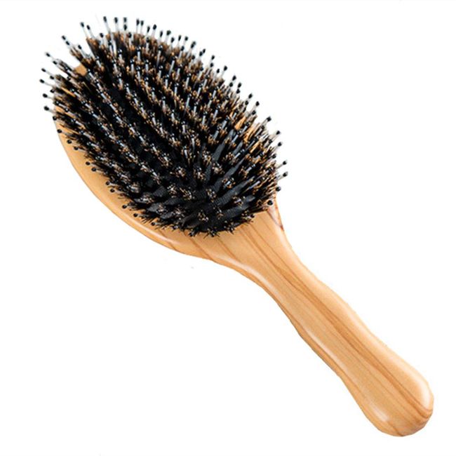 Round hair brush olive wood boar bristle