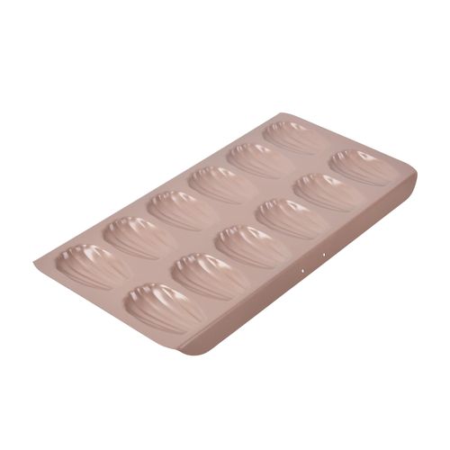 Bakeley Madeleine Pan 12-Cavity Mold Cake Pan Non-Stick Oval Shell Madeline Bakeware for Oven Baking (Rose Gold)