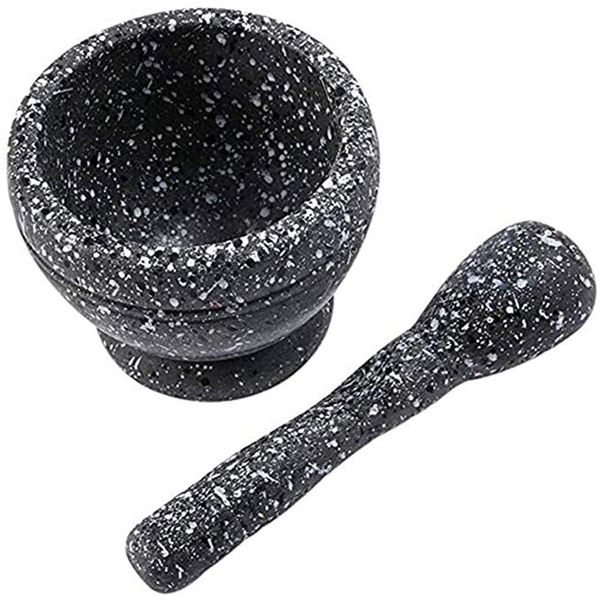 Leoyee Garlic Press, Mortar and Pestle, Easy to Clean Mini Garlic Grinding Tool Kitchen Tool Food, Squeezer Garlic Press (Granite Grain)