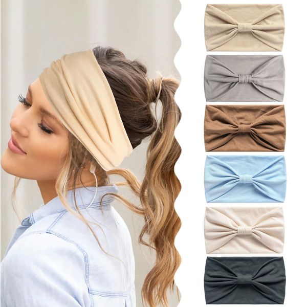 Kopftücher für Frauen, breite elastische weiche Boho-Stirnband Mode Bandanas Knoten Erwachsene Schals Yoga Sport Laufen Haarbänder, Head Wraps (DELICATE)