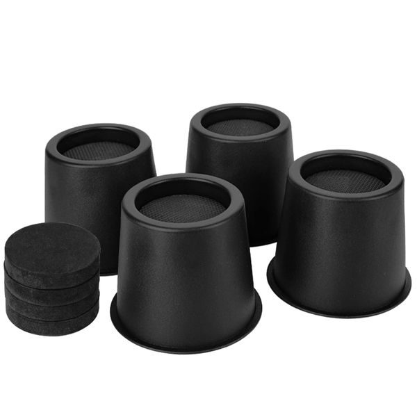 BTSD-home Round Bed Risers 4 inch Heavy Duty Furniture Risers Table Chair Risers Lift up to 10000 Pounds Rise up 3.5 inch Set of 4 Pieces (Black)