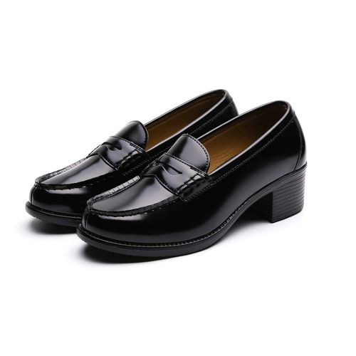 GIO & GIA 650 Women's Student Shoes, Heel Up (+2.0 inches (5 cm), School Loafer, Cushioned, Insole, Memory Foam, 3D Insole, Shock Absorption, Lightweight, Work or School, Water Repellent, Lightweight, Anti-Slip, Odor Resistant, Comfortable, Black