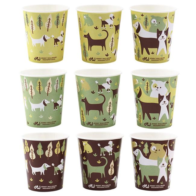 Sunup C9050JWD Dog Pattern, Small Paper Cups, 3 oz, 3.4 fl oz (90 ml), 50 Pieces, Mouthwash for Gargling [Made in Japan]