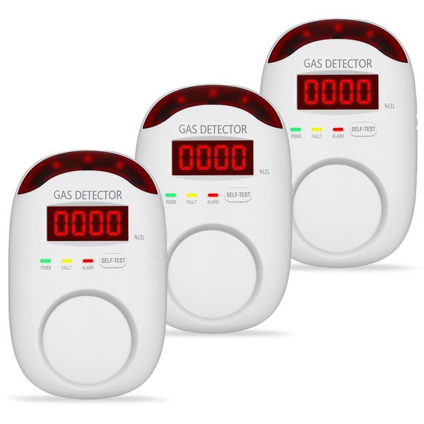 3 Packs Natural Gas Detector - Gas Leak Detector for Home,RV, Gas Detectors for Home Natural Gas,Combustible Gas Detector for LNG, LPG,Propane,Methane.