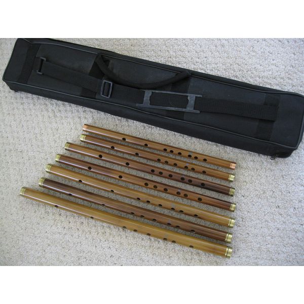 Set of 7 Bamboo Flutes Key of C/D/bE/E/F/G/A - 6 Holes flute w. Dimo & Waterproof Canvas Bag - Geat Sounding !!