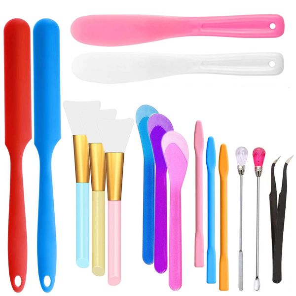 Silicone Stir Sticks Kit 16Pcs, Silicone Epoxy Brush, Silicone Stirring Tool, Mixing Spoon, Silicone Scraper DIY Crafts Tool for Resin Epoxy Liquid Paint