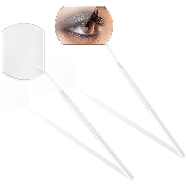 2 Pieces Lash Mirror, Mirror for Eyelash, Large Square Mirror Stainless Steel Eyelash Mirror Lash Tools Eyelash Extensions (White)