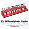 WORKPRO Magnetic Socket Organizer, 1/4-Inch SAE Socket Holder, Socket Trays Holds 26 Pieces Standard Size and Deep Size Sockets(Socket not Included)