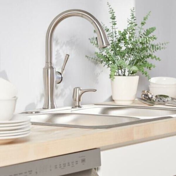 KOHLER Cardale Vibrant Stainless Deck-Mount Pull-Down Handle Kitchen Faucet NIB
