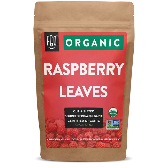Organic Red Raspberry Leaf | Herbal Tea | 4oz Cut & Sifted Leaves | Resealable Kraft Bag | 100% Raw From Bulgaria