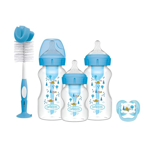 Dr. Brown's Natural Flow Options+ Anti-Colic Baby Bottle Gift Set, Blue