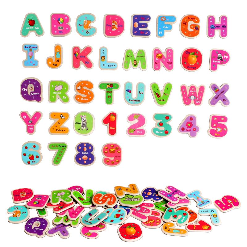 2-Set 72 Pieces of Wooden magnetic letters and numbers - fridge & Easel ...