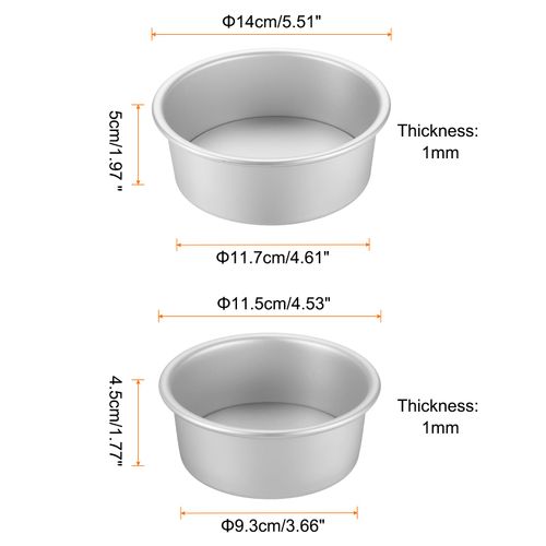 HARFINGTON Round Cake Pan with Removable Loose Bottom 4"/5" Small Cheesecake Pan Anodized Aluminum Nonstick Baking Pan for Wedding Birthdays Party Event