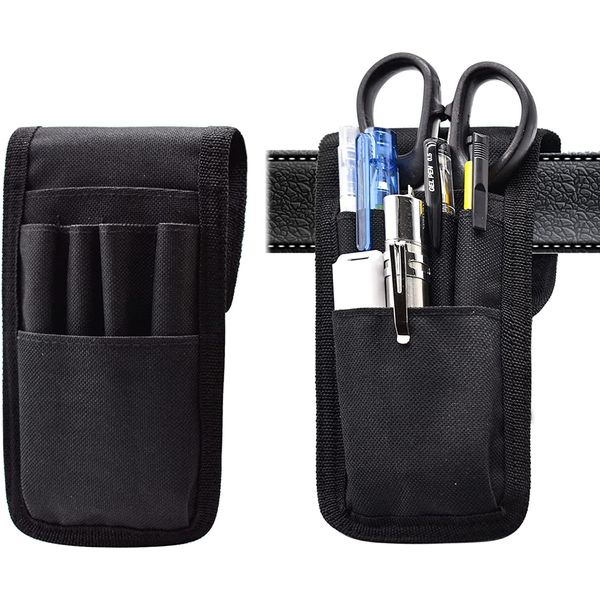 Belt Pen Holder, Multifunctional Adjustable Tactical Pencil Pouch, Detachable Military Duty Pencil Sleeve Case, Can Hold Pens, Rulers and Scissors, Black