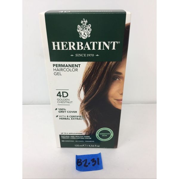 New Herbatint Permanent Herbal Hair Color Gel 4D Golden Chestnut 4.56 fl oz