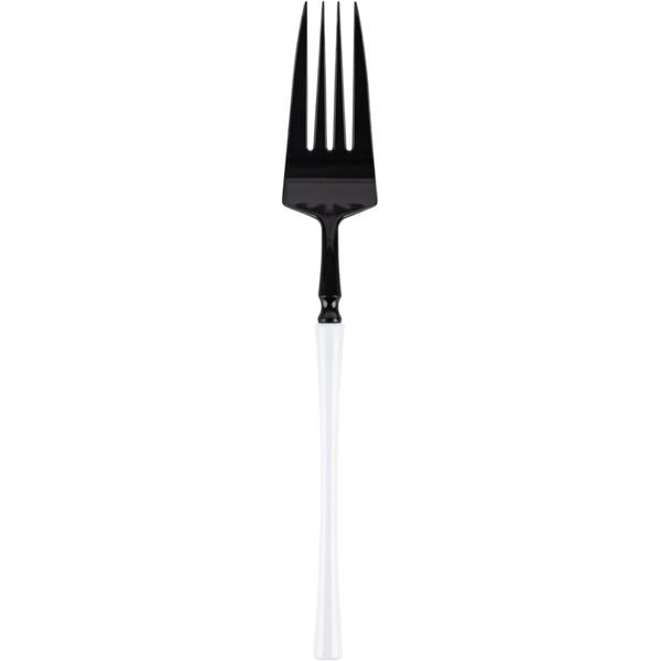 Disposable Heavy Weight Black/White Plastic Dinner Forks 20pcs