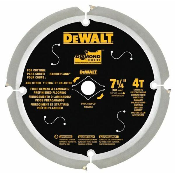 DEWALT DWA3193PCD Fiber Cement/Laminate Saw Blade, 7-1/4"