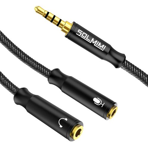 SOLMIMI Headphone Mic Splitter, TRRS Headset Splitter with Separate Headphone and Mic Jack, 3.5mm Combo Audio Adapter for Dual-Plug Headset Compatible to Xbox One, Smartphone, Pc, Ps4-39inch