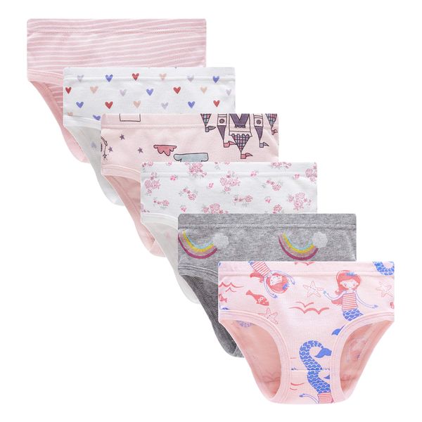 Family Feeling Little Girls Underwears Soft 100% Cotton Panties Big Girls' Undies Assorted Underwear (Pack of 6) Size 7 8