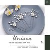 Unicra Bride Wedding Hair Pins Silver Flower Crystal Headpiece Bridal Rhinestone Hair Accessories for Women and Girls (Pack of 3) (Silver)