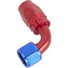 Full Flow Swivel Hose End Fitting, 90 Degree, Red/Blue -12 AN