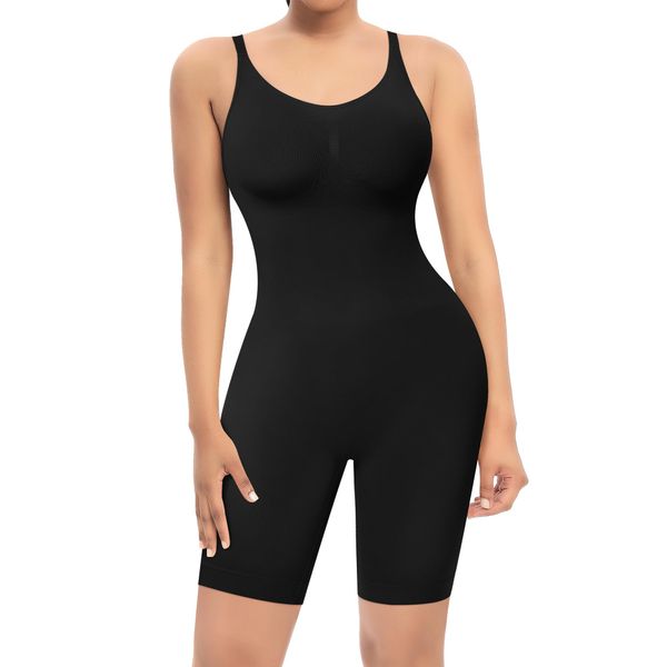 YARRCO Shapewear Damen Body Shaper Bauchweg Shaping Bodysuits Figurformende Unterwäsche Miederbody Formende Miederhose (Schwarz, S)