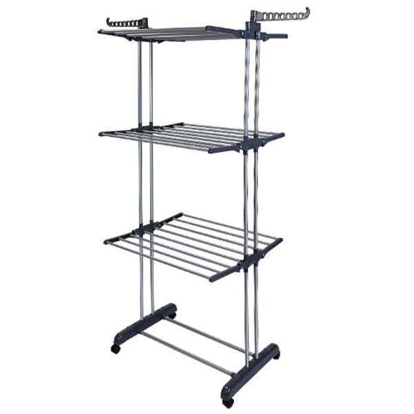 Clothes Drying Rack Rolling Collapsible Laundry Dryer Hanger Stand Rail Shelve
Wardrobe Clothing Drying Racks w/ Dual Side Wings - Black