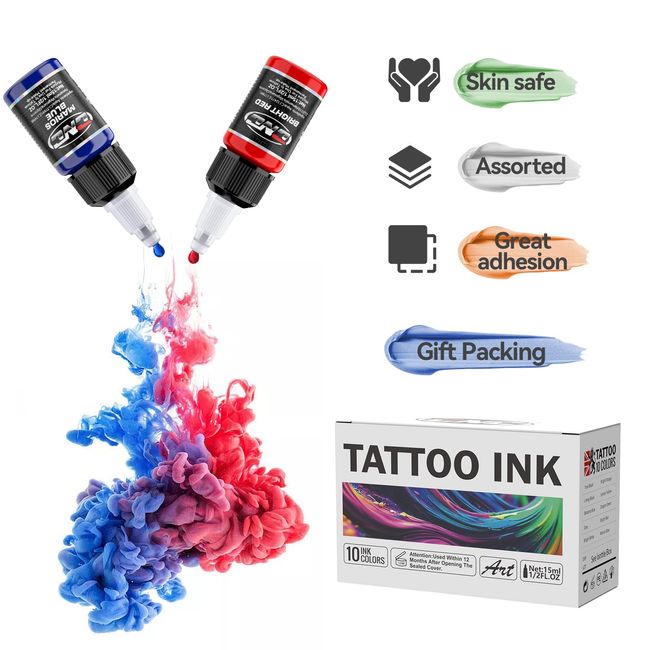 CNC Tattoo Farbe Set - Kit 10 Basic Colours 1oz (15 ml) 10 einheit - Tattoo-Tinte, Tattoo Ink Set TI6003-15-10