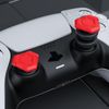 PlayRealm NO Falling Off Thumbstick Extender & Silicone Grip Cover 2 Sets for PS5 & PS4 Controller (UFO Red)