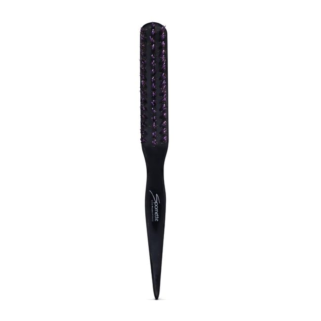 Spornette Little Wonder Teasing Brush, Boar & Tourmaline Nylon Bristles - Tapered Handle for Back Brushing & Combing, Creating Volume, Teasing, & Slicking Hair for Updos (Purple)