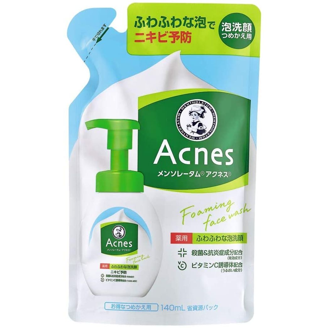 Mentholatum Acnes Soft Foam Face Cleaning for Acne Prevention Refill (140 ml)