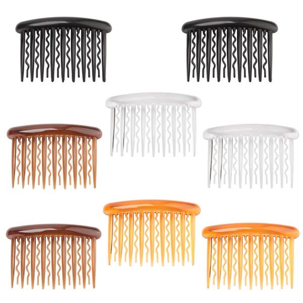 8 Pieces Plastic Hair Side Combs 17 Teeth Hair Clip Comb Straight & Wave Teeth Hair Combs Tortoise Side Comb Hair Accessories Bridal Wedding Veil Comb for Women Girls, Different 4 Colors