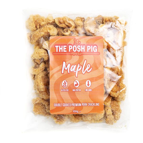 100g Premium Pork Crackling - Gluten Free, Allergen Free, High Protein, Low Carb (Maple)