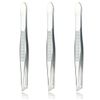 LUXXII (3 Pack) Slant Tweezers - Precision Stainless Steel Slant Tip Tweezers Hair Plucker for Hair and Eyebrows Personal Care (Silver Tone)