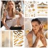 HOWAF 9 Sheets Gold Temporary tattoos, Gold Tattoos Temporary Metallic Tattoos Moon Star Butterfly Glitter Tattoos Festival Tattoos Flash Fake Waterproof Tattoo Stickers for Women Girls Body Art