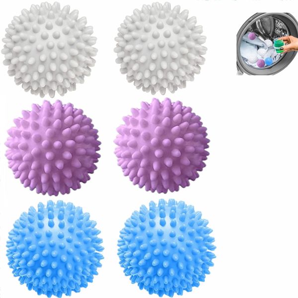 6pcs Washing Ball for Washing Machine，Dryer Ball,Washing Ball for Washing Machine，Dryer Balls for Tumble Dryer,Reusable ，for Home Clothes Cleaning（White + Light Blue + Light Purple）