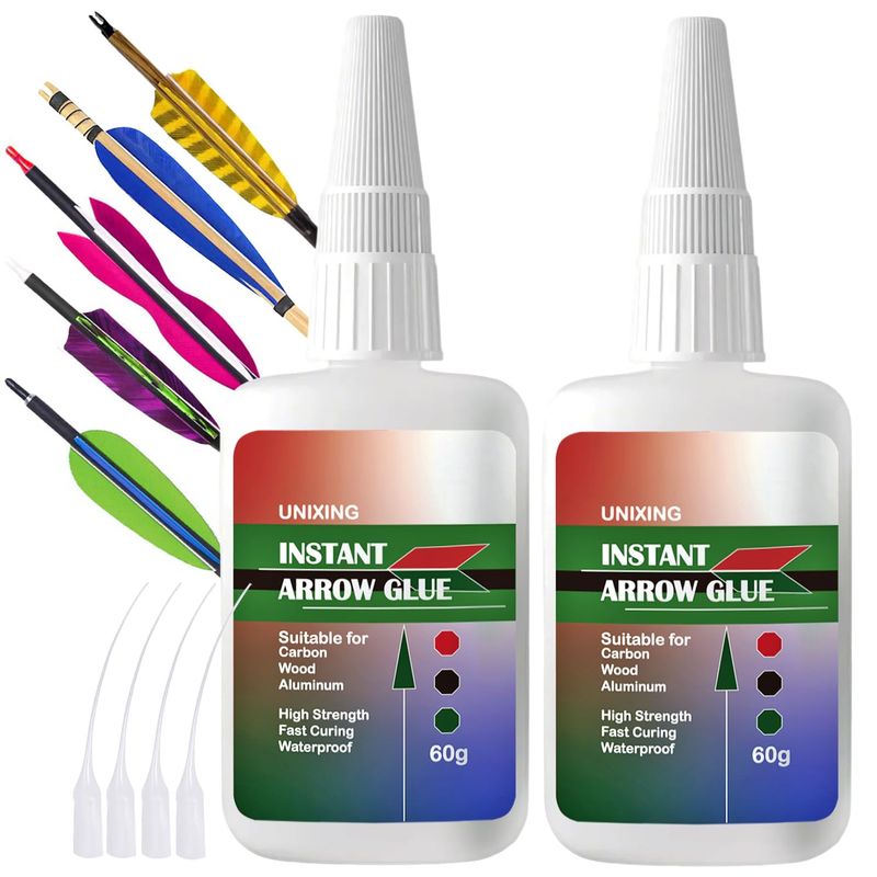 60gX 2 Instant Arrow Glue, Clear Fast-Curing Fletching Adhesive for ...