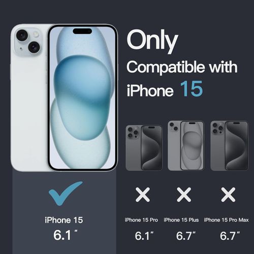 YZB Designed for iPhone 15 Case, Black | Magnetic Compatible with MagSafe | Built-in Stand & Camera Lens Protector | Anti-Yellowing & Scratch-Resistant Crystal Clear Back Cover