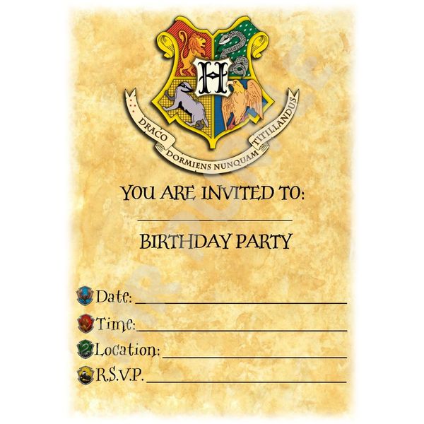 Harry Potter Birthday Party Invites - Hogwarts Crest Letter Theme party decorations / Accessories (Pack of 12 A5 Invitations) (WITH Envelopes)