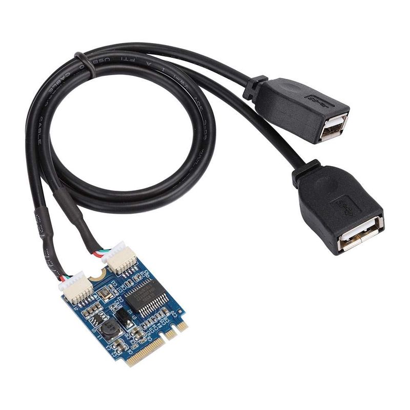 M.2 NGFF to USB Riser Card, Key A-E to Double Port USB2.0 Interface ...