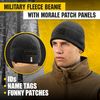 M-Tac Tactical Beanie Fleece Watch Cap - Winter Hat Elite - Patch Panel (Black, M)